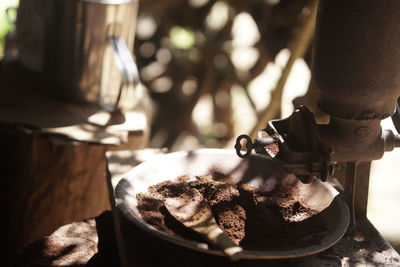 Close-up of food on table