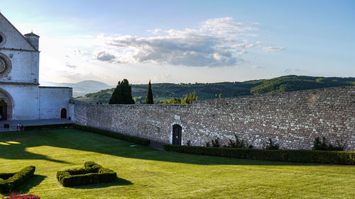 Panoramic view of historic building against sky