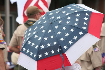 Close-up of flag in traditional clothing