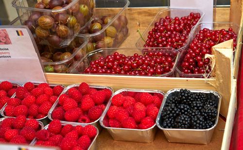 Various fruits for sale at market stall