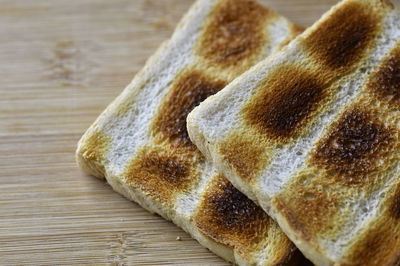 High angle view of bread on table