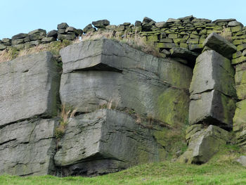 Low angle view of old ruins against sky