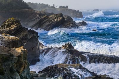 Scenic view of sea and rocks