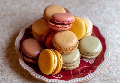 Close-up of macaroons on table
