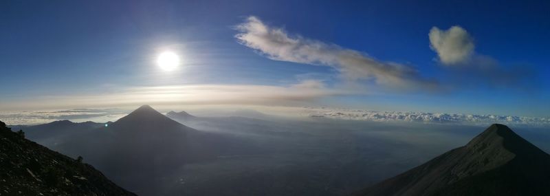 Panoramic view of snowcapped mountains against sky