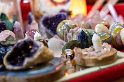 Close-up of multi colored candies for sale