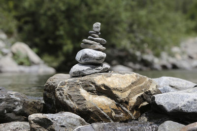 Stack of stones in lake