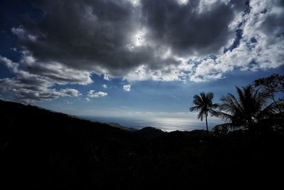 Scenic view of silhouette trees on landscape against sky