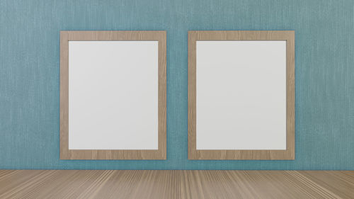 View of blue wooden wall at home