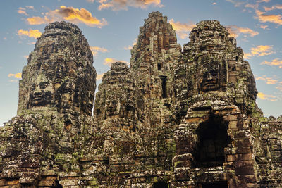 Low angle view of rock formations