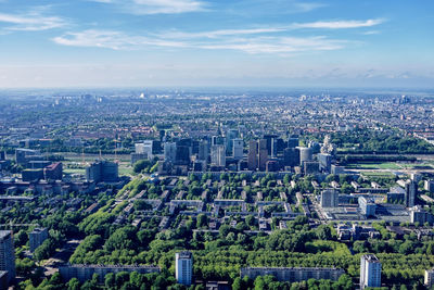 High angle view of cityscape against sky