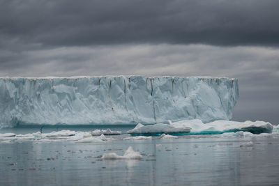 Scenic view of frozen sea against sky