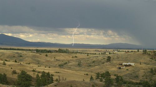Scenic view of landscape against cloudy sky