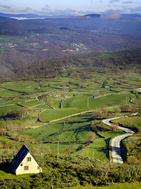 High angle view of agricultural field