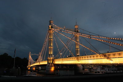 Suspension bridge at night
