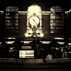 Illuminated clock at railroad station