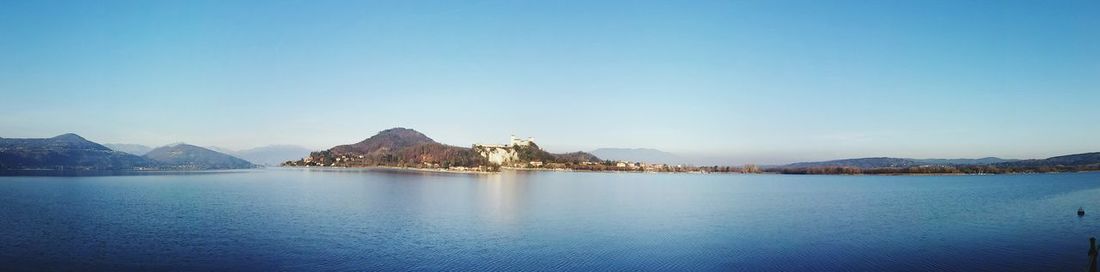 Scenic view of sea against clear sky