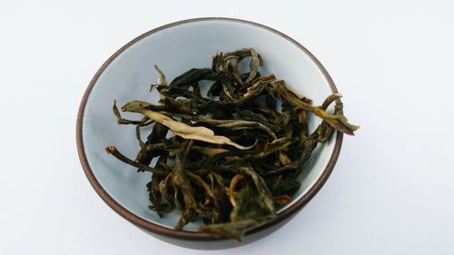 High angle view of noodles in bowl on table