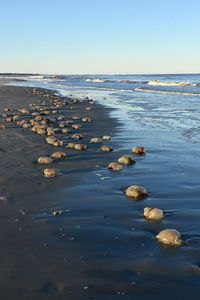 Scenic view of sea against clear sky