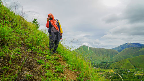 Scenic view of mountain against sky