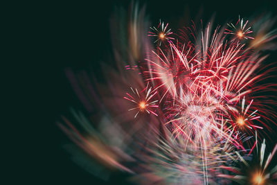 Low angle view of firework display at night