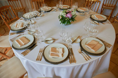 High angle view of place setting