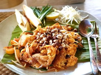 High angle view of meal served in plate