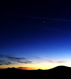 Scenic view of mountains against sky at sunset