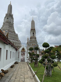 Low angle views of the temple of wat arun in bangkok, thailand