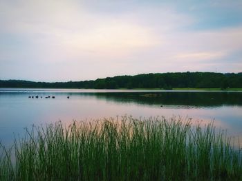 Scenic view of lake against sky