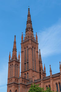 Two towers of the church marktkirche in wiesbaden