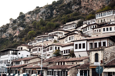 Low angle view of buildings in town