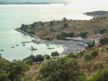 High angle view of beach against sky