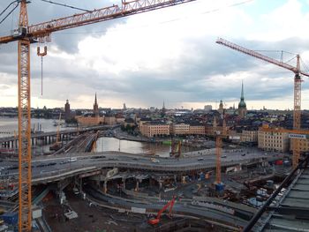 Stockholm city panoramic view - high angle view of cityscape against sky