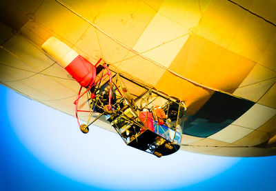 Low angle view of hot air balloon against clear sky