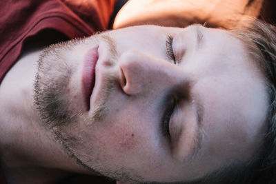 Close-up of man sleeping