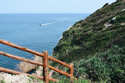 High angle view of sea against sky