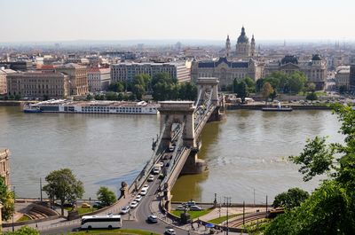 High angle view of bridge over river