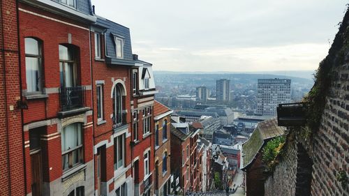 High angle view of buildings against sky in city