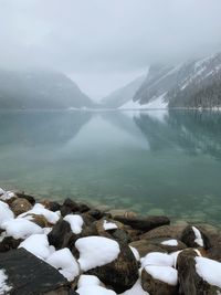 Scenic view of lake against sky