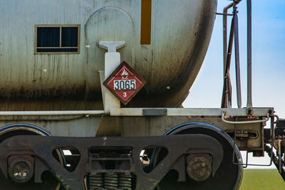 Close-up of information sign on road