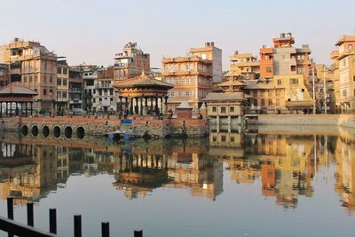 Reflection of buildings in city