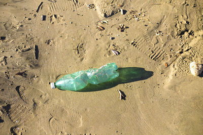 High angle view of sand on beach