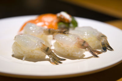 Close-up of sushi in plate