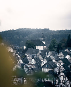 High angle view of townscape against sky