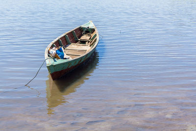 High angle view of boat in sea