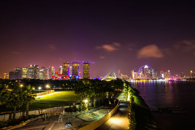 Illuminated city at night