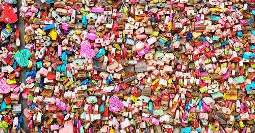 Full frame shot of love locks