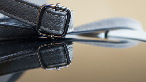 Close-up of camera on table