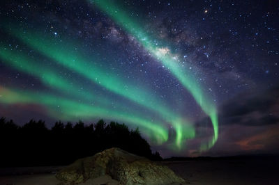 Scenic view of star field against sky at night